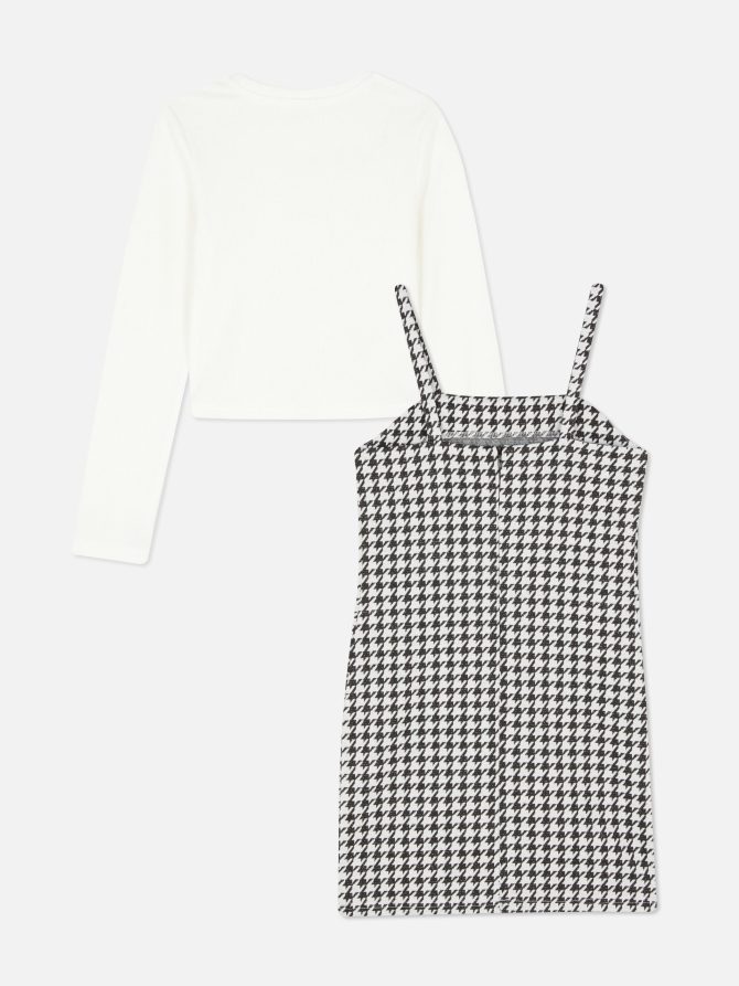 Long Sleeve T-Shirt and Houndstooth Dress Set - Image 4
