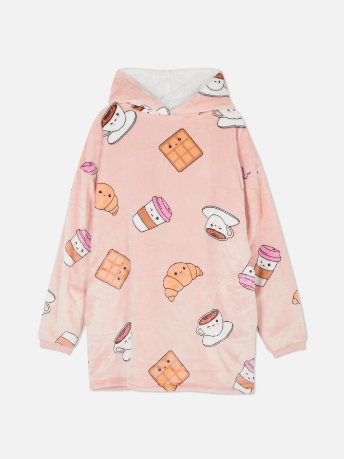 Women’s Breakfast Print Fleece Oversized sweatshirt