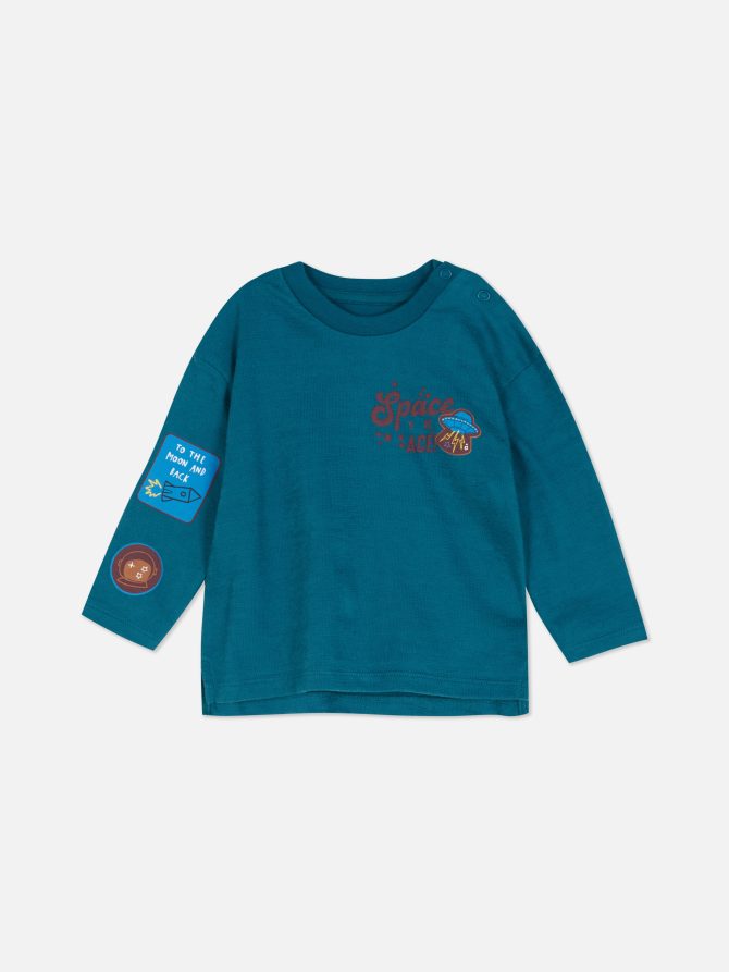 Space Print Long Sleeve T-Shirt