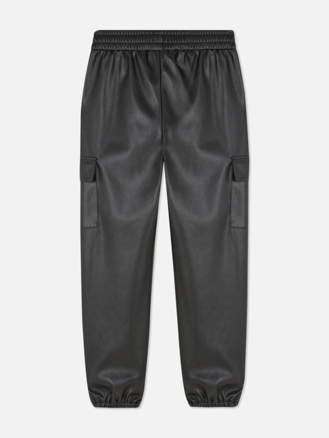 Faux Leather Cargo Pants - Image 2