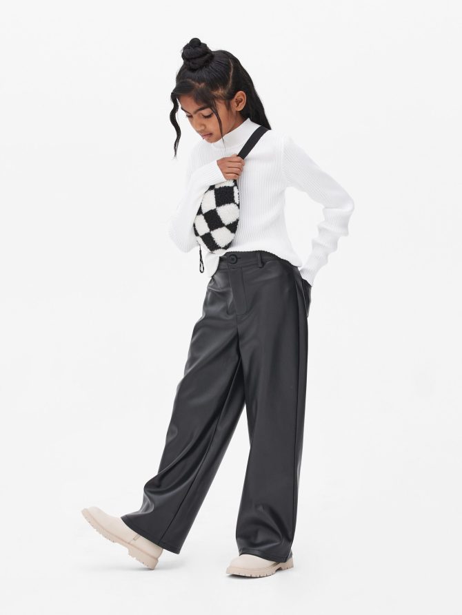 Faux Leather Wide Leg Pants