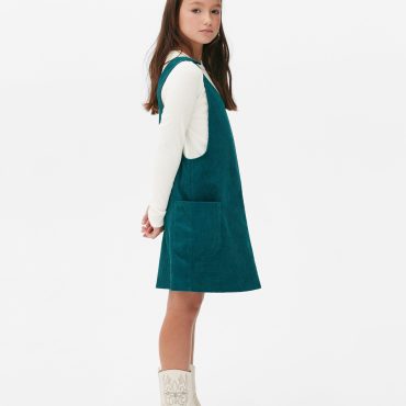 2-in-1 Corduroy Overalls Dress Set