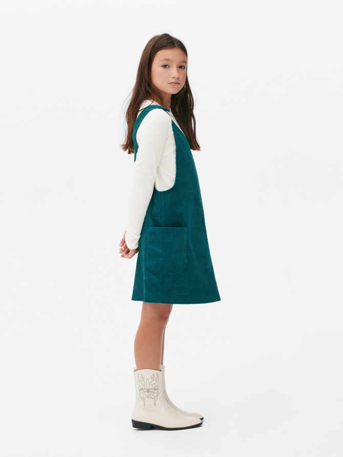 2-in-1 Corduroy Overalls Dress Set