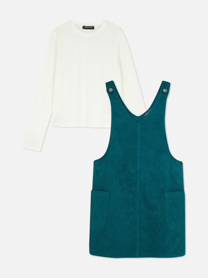 2-in-1 Corduroy Overalls Dress Set - Image 3
