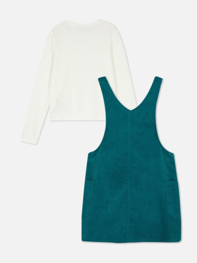 2-in-1 Corduroy Overalls Dress Set - Image 4