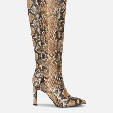 Rita Ora Snake Print Knee-High Boots
