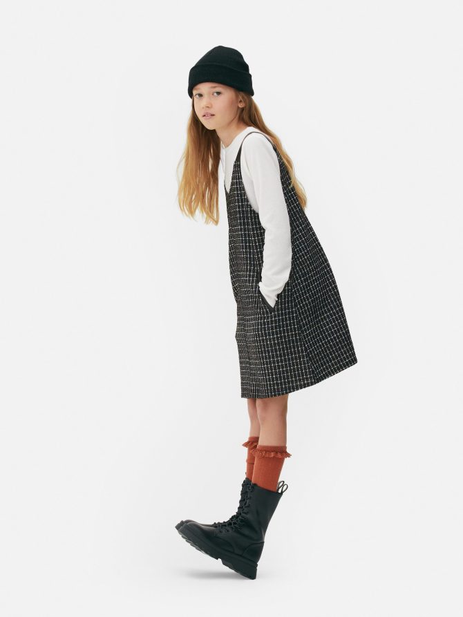 Two-in-One Bouclé Pinafore Dress Set