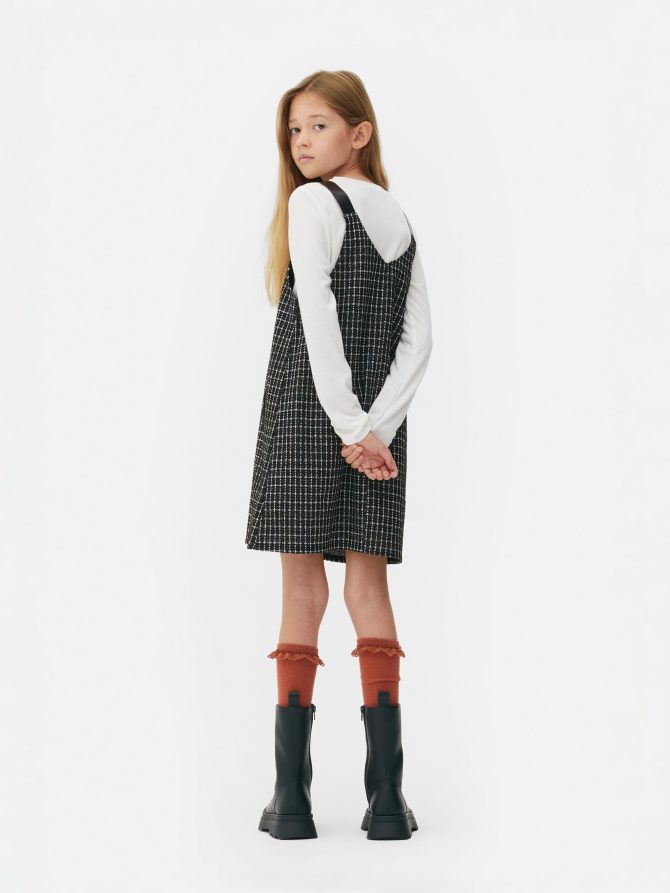 Two-in-One Bouclé Pinafore Dress Set - Image 2