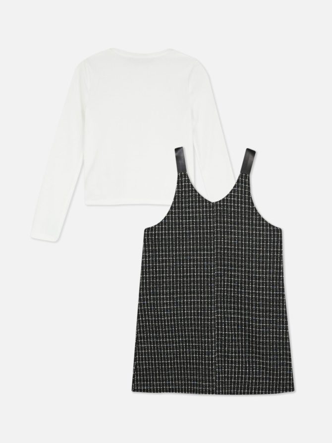 Two-in-One Bouclé Pinafore Dress Set - Image 4