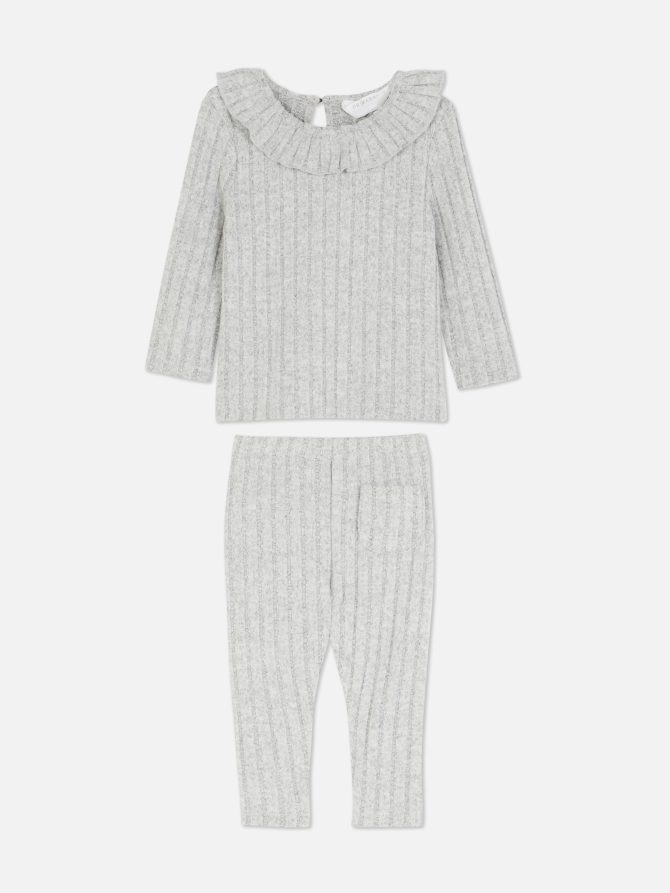 Ribbed Long Sleeve T-Shirt and Leggings Set