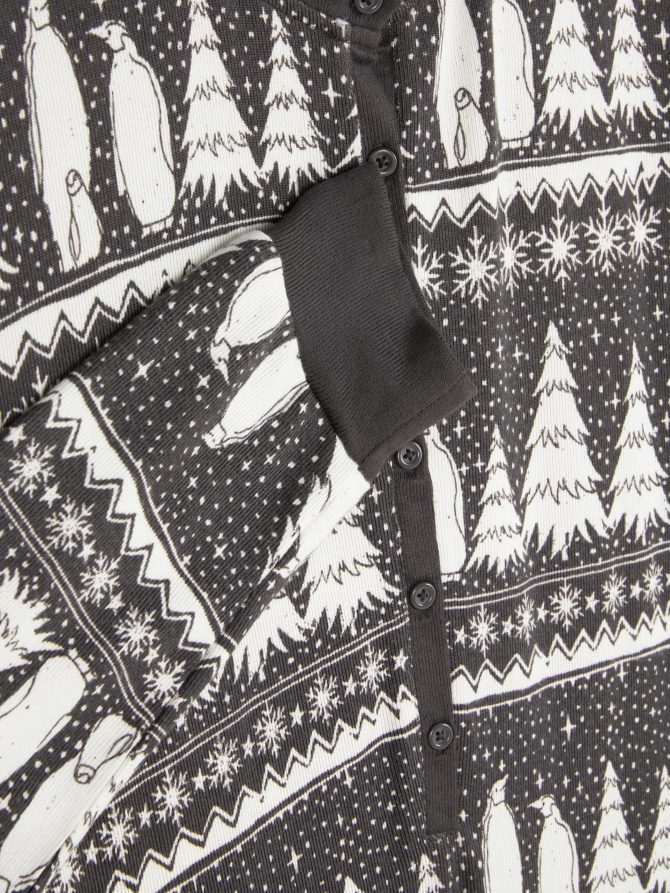 Fair Isle Print Buttoned Pajama Onesie - Image 2