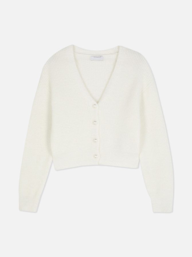 Faux Pearl Button Cardigan - Image 3
