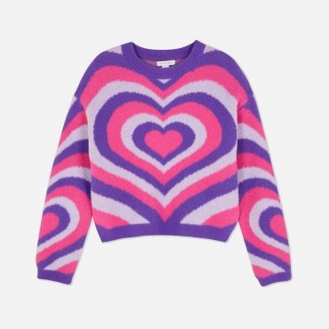 Heart Pattern Fluffy Sweater
