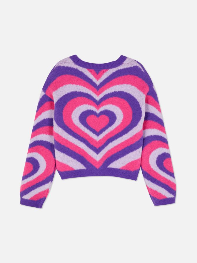 Heart Pattern Fluffy Sweater - Image 2