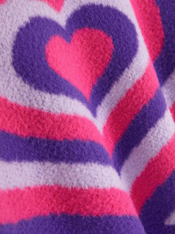 Heart Pattern Fluffy Sweater - Image 3