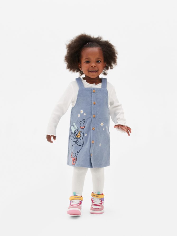 Disney’s Daisy Duck T-Shirt, Overall Dress & Tights Set