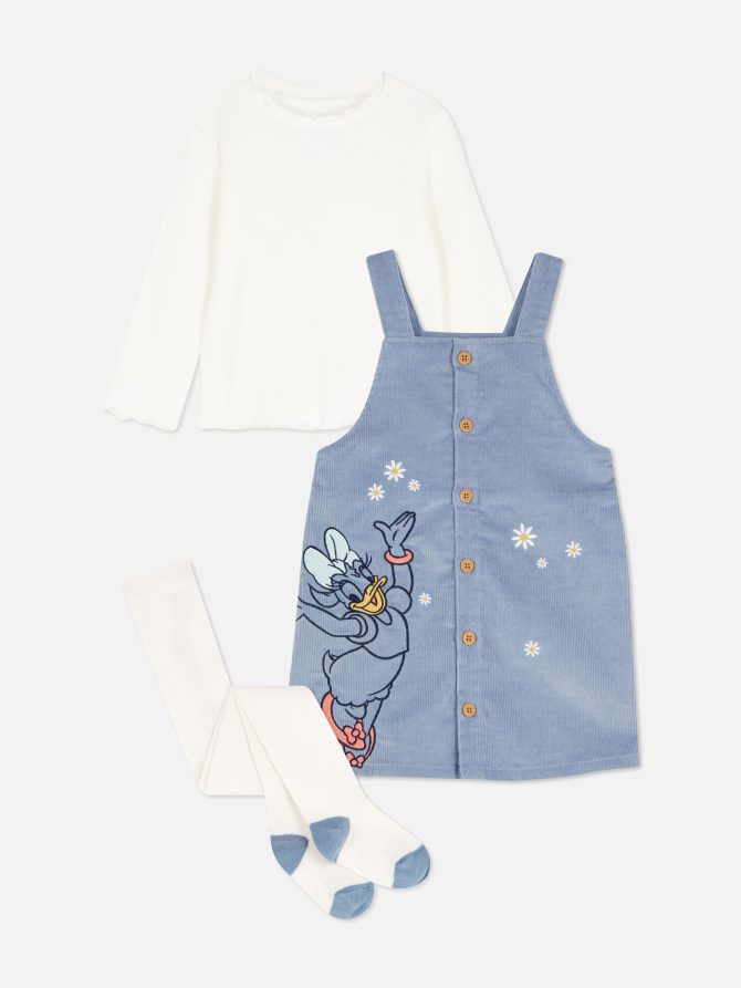 Disney’s Daisy Duck T-Shirt, Overall Dress & Tights Set - Image 3