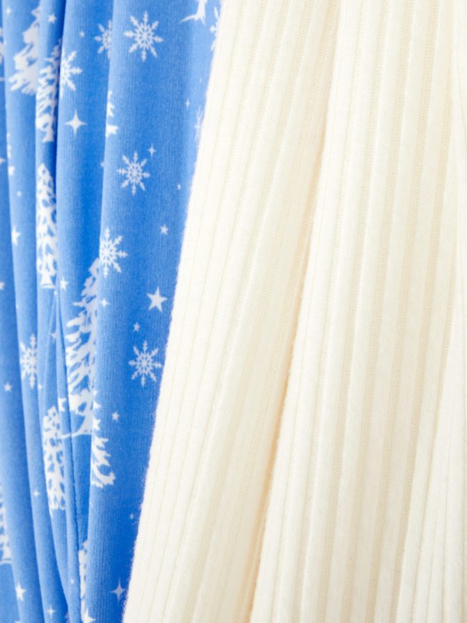 Winter Print Ribbed-Top Pajamas - Image 2