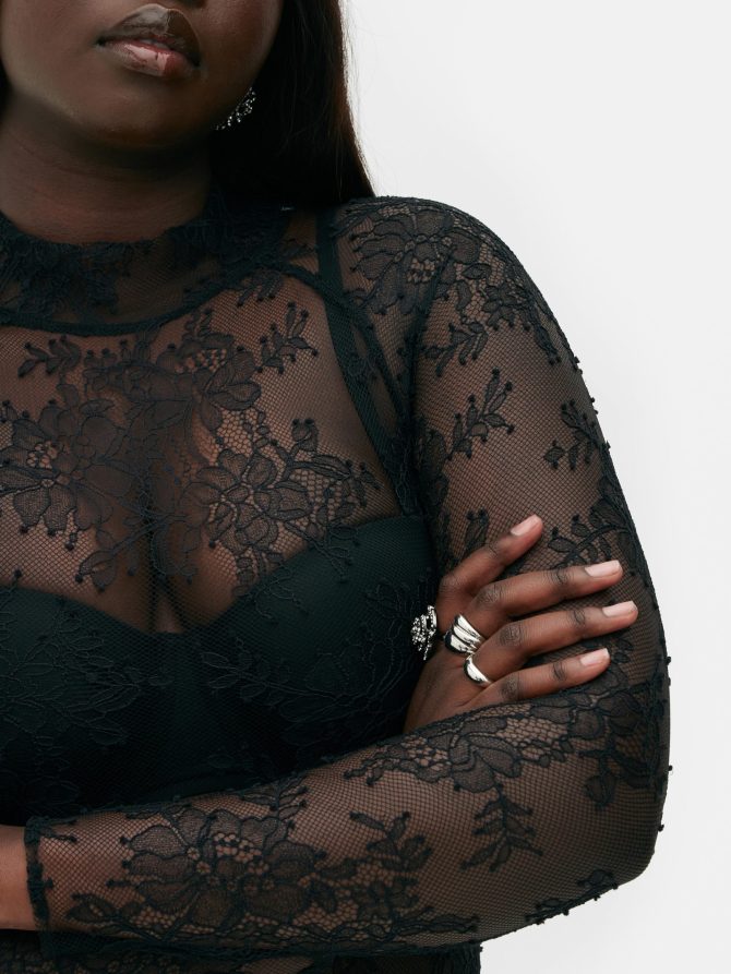 Rita Ora Lace Long Sleeve Bodysuit - Image 3