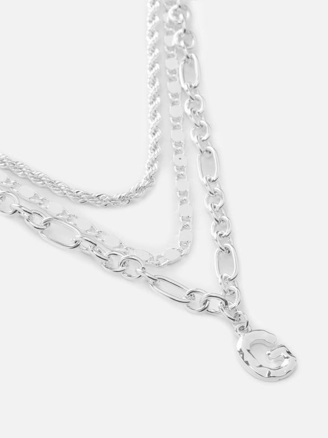 3-Chain Stacked Initial Necklace - Image 2