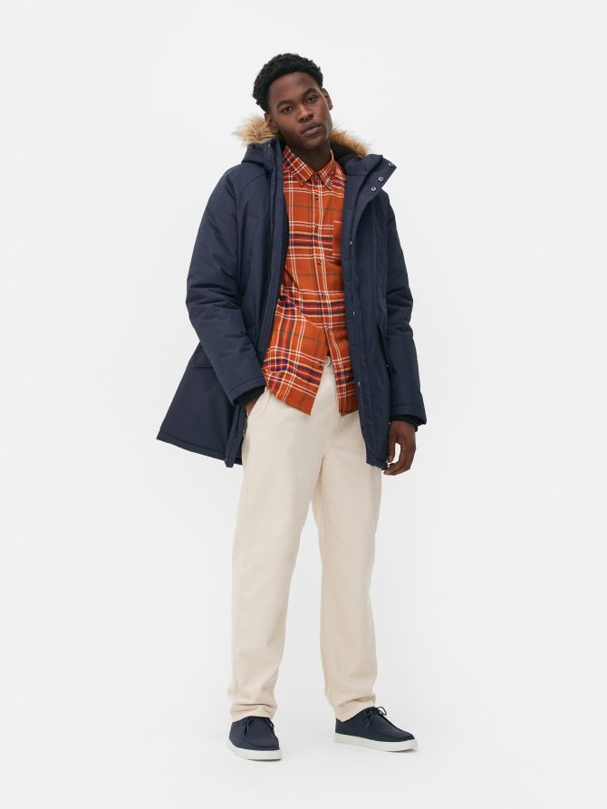Faux Fur Trim Hooded Parka
