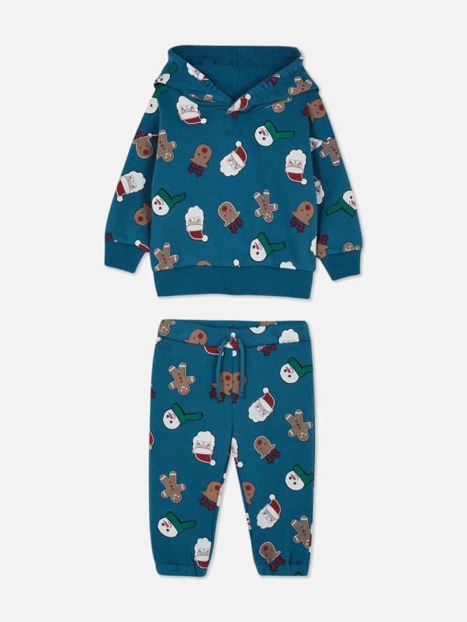 All-Over Christmas Print Hoodie and Joggers Set