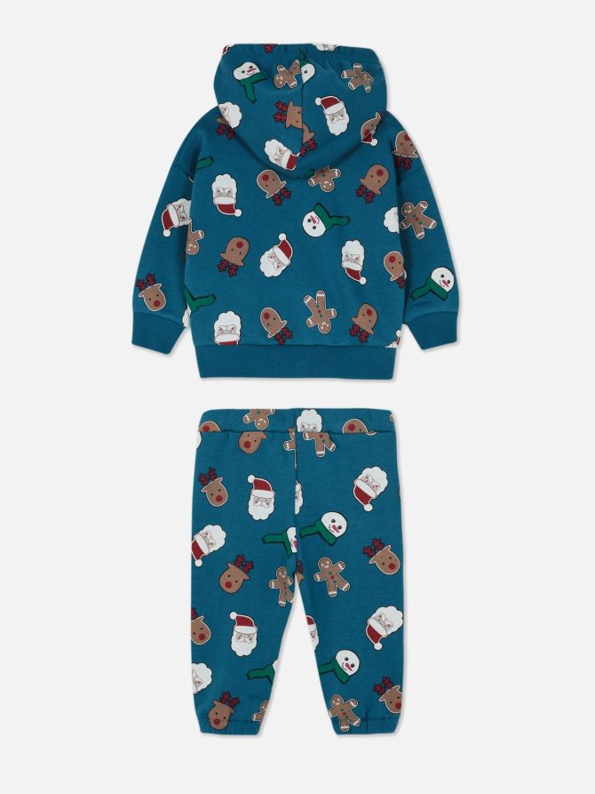 All-Over Christmas Print Hoodie and Joggers Set - Image 2