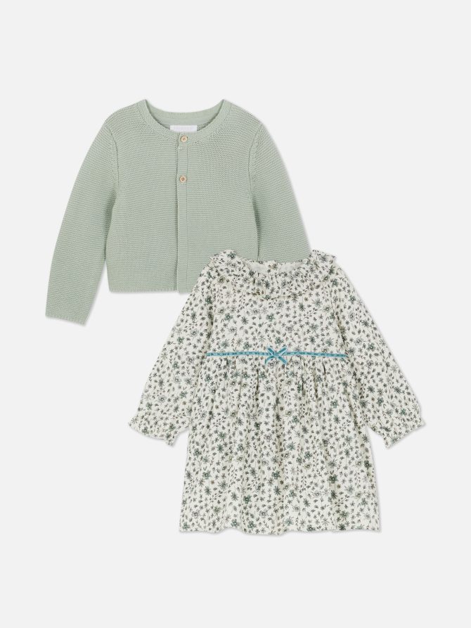 Floral Dress and Cardigan Set - Image 2