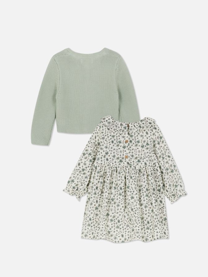 Floral Dress and Cardigan Set - Image 3