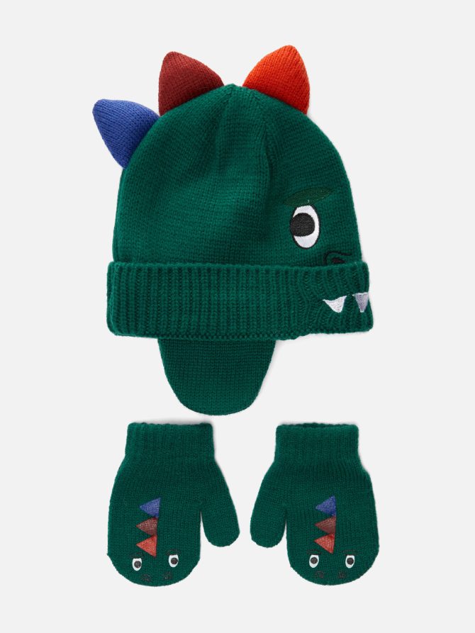 Dinosaur Knit Winter Accessories Set