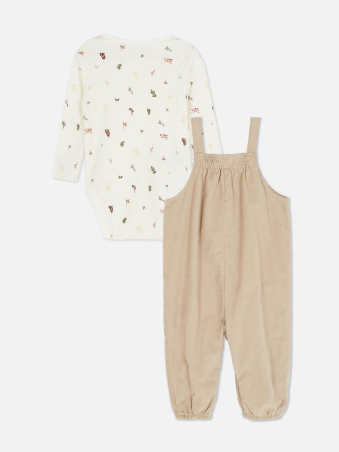 Corduroy Bodysuit and Overalls Set - Image 2