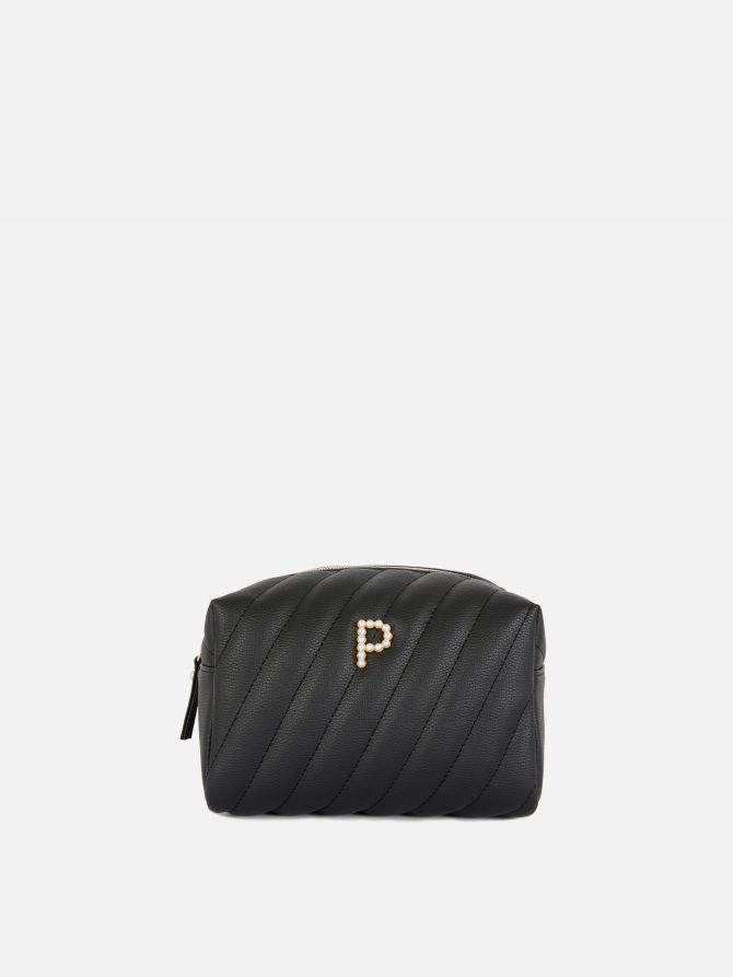 Faux Pearl Initial Makeup Bag