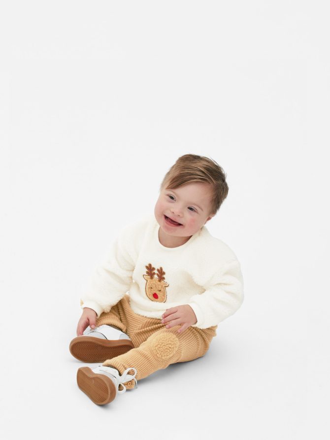 Fleece Reindeer Sweatshirt and Leggings Set