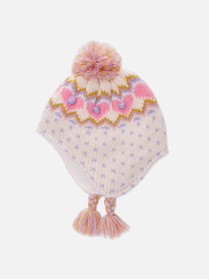 Hearts Knit Trapper Hat