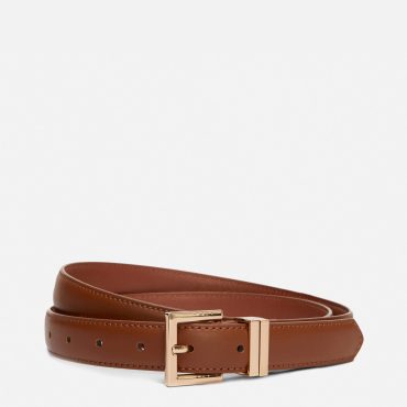 Square Buckle Faux Leather Slim Belt