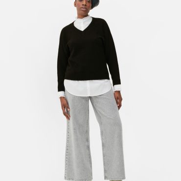 Ruffle Collar Layered Shirt/Sweater