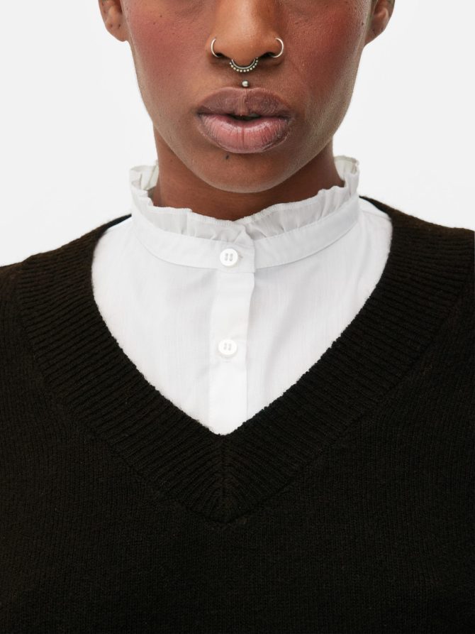 Ruffle Collar Layered Shirt/Sweater - Image 3