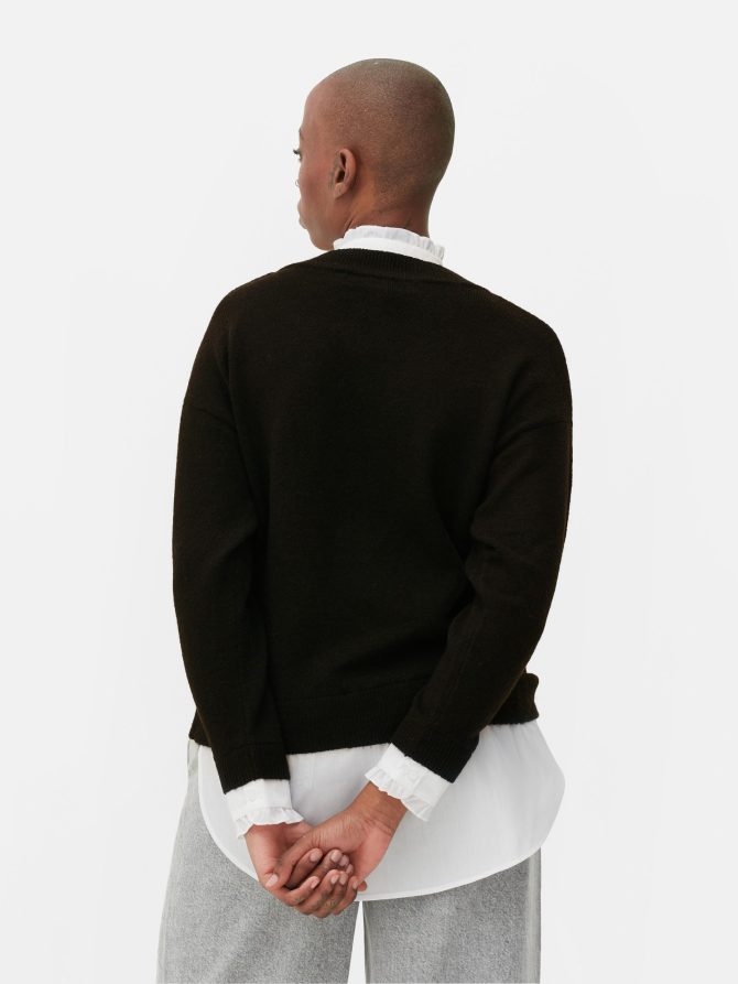 Ruffle Collar Layered Shirt/Sweater - Image 4