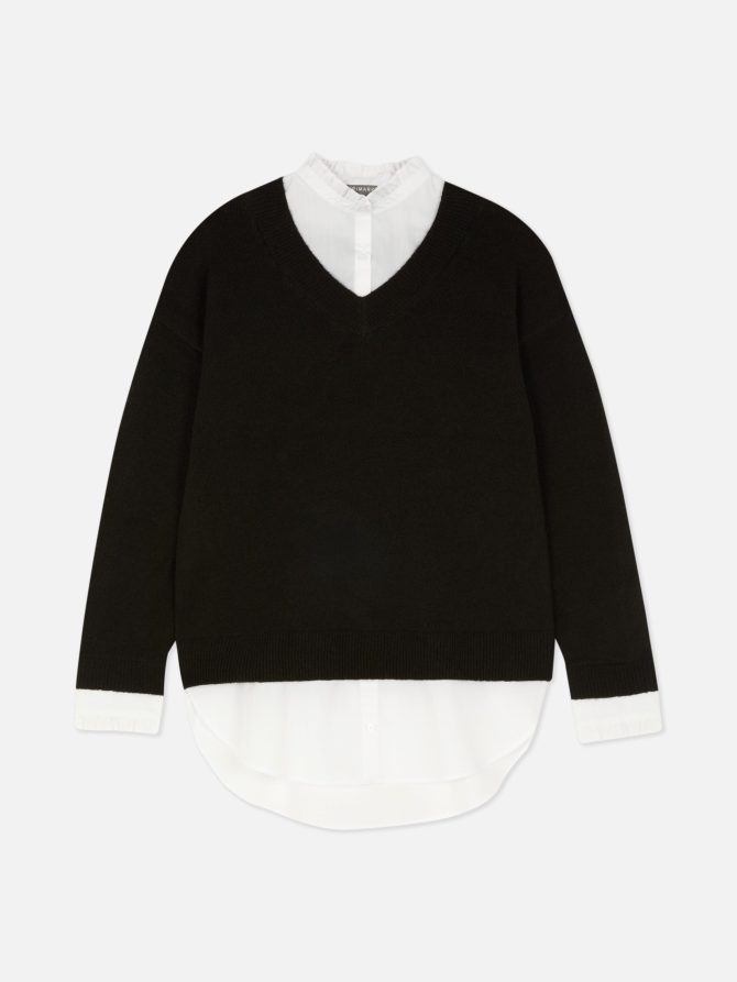 Ruffle Collar Layered Shirt/Sweater - Image 5