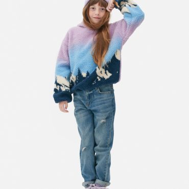 Ombré Mountain Graphic Fleece Hoodie