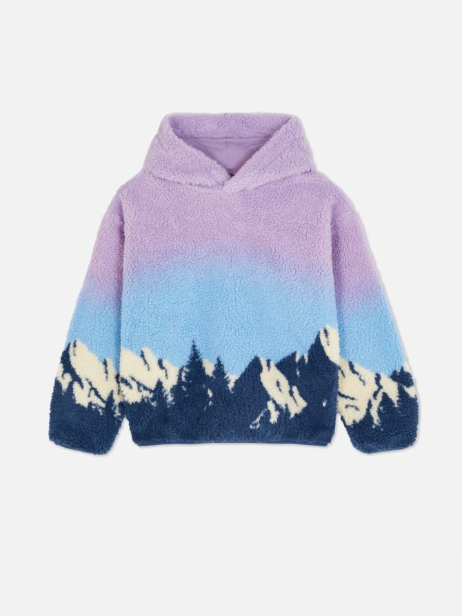 Ombré Mountain Graphic Fleece Hoodie - Image 3
