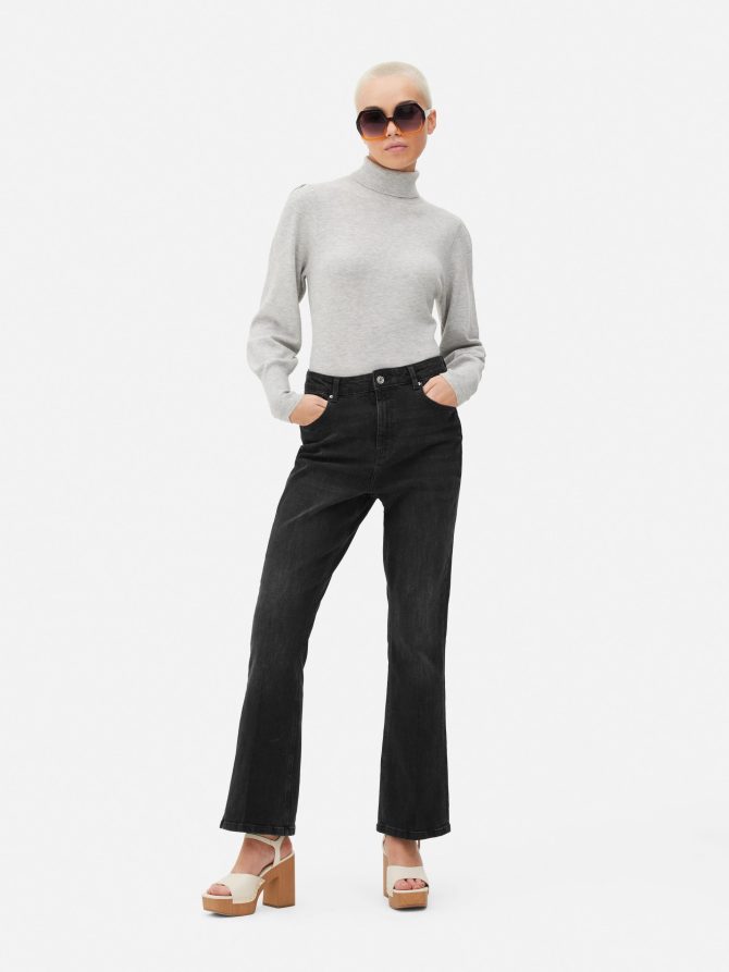 Long Puff Sleeve Roll Neck Jumper