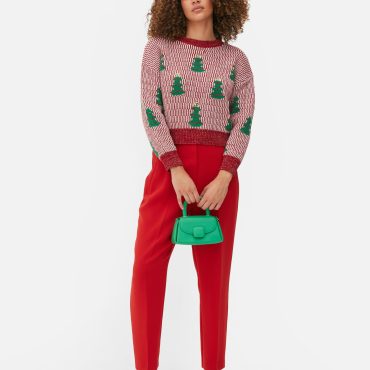Women's Cropped Christmas Tree Sweater