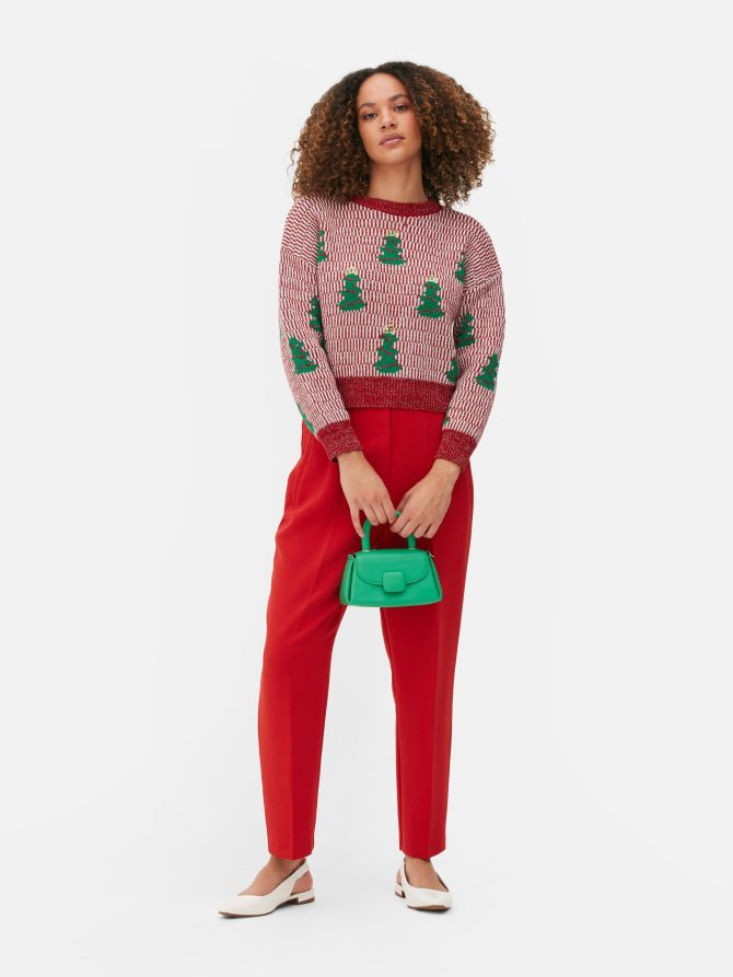Women's Cropped Christmas Tree Sweater