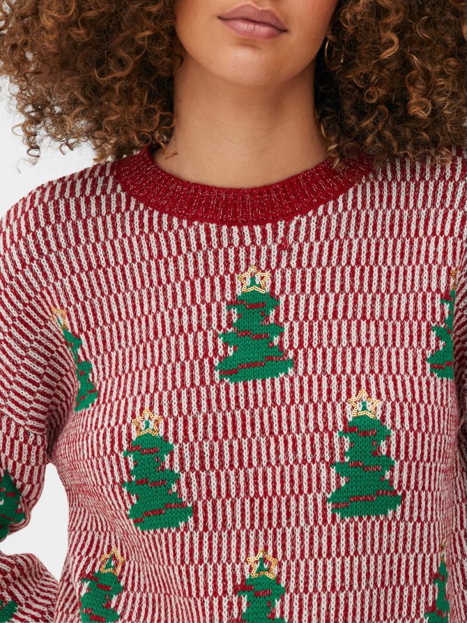 Women's Cropped Christmas Tree Sweater - Image 3