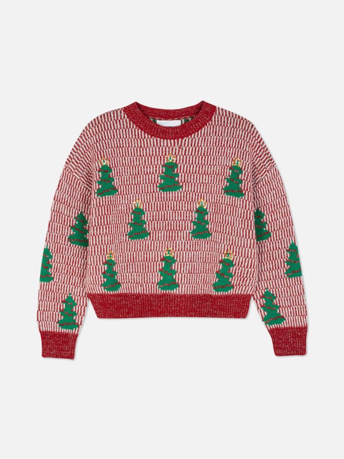 Women's Cropped Christmas Tree Sweater - Image 5