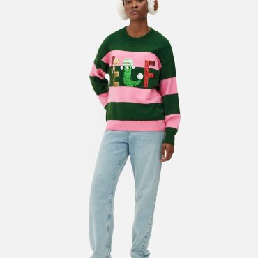 Women's Elf Striped Christmas Sweater