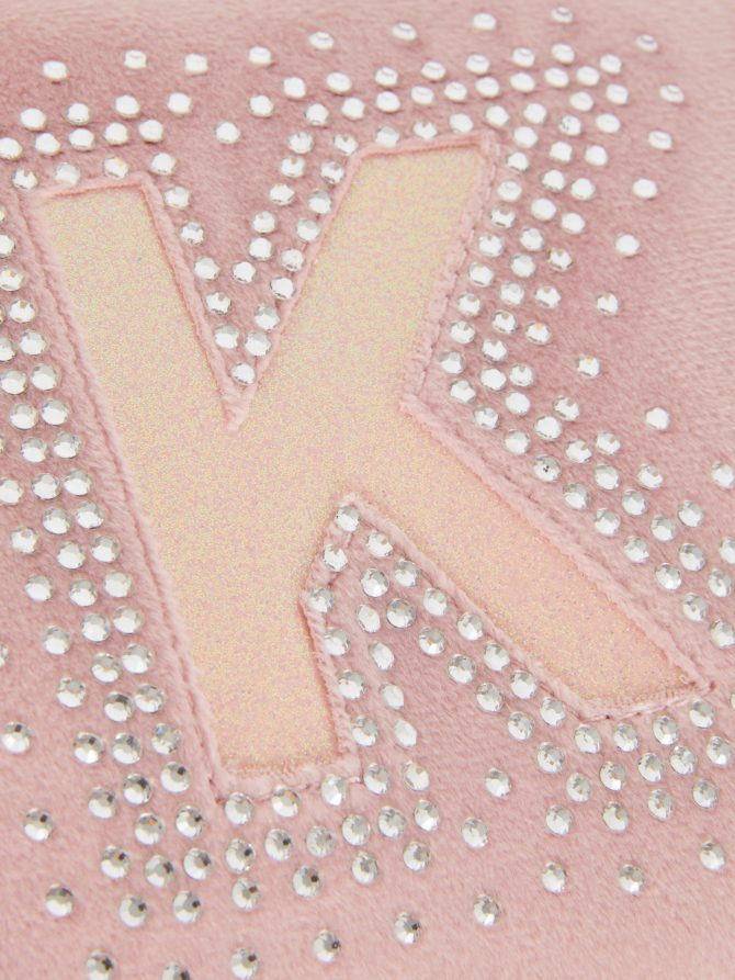 Rhinestone Initial Velvet Makeup Bag - Image 3