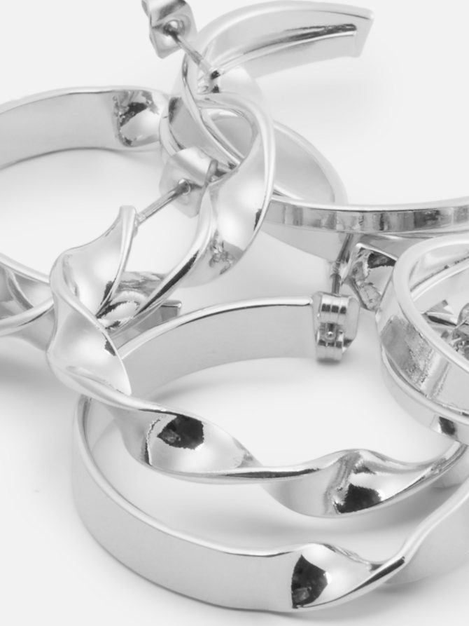3-Pack Sculpted Hoop Earrings - Image 2