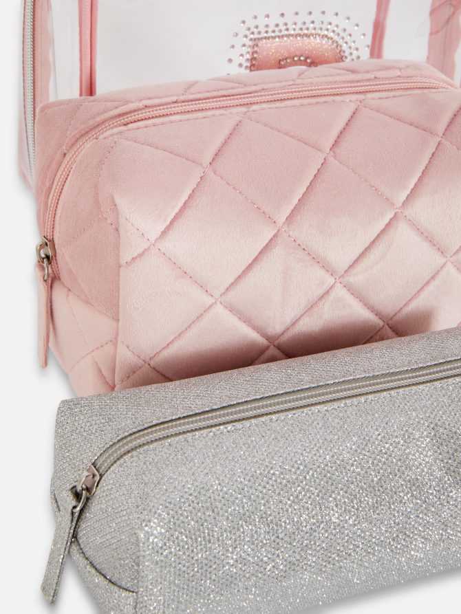 3-in-1 Rhinestone Initial Makeup Bag - Image 3